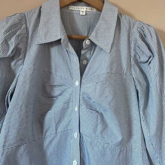 Veronica Beard - Canteen Candice  Stripe Puff Sleeve Blouse - Picture 10 of 15